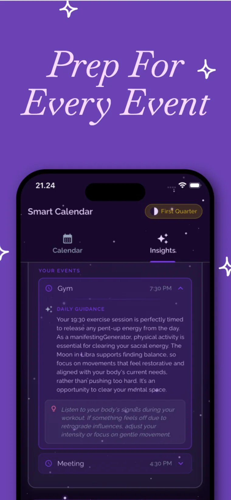 Alana AI smart calendar mockup for event preparation