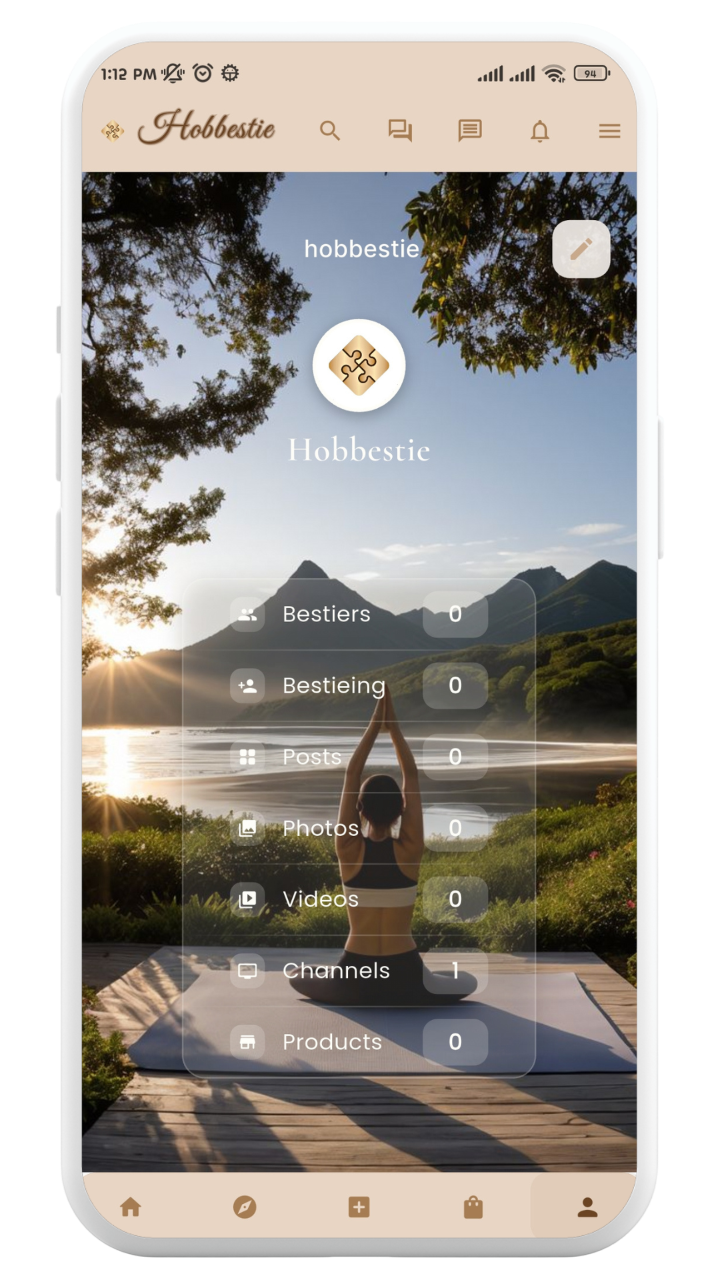 Hobbestie app - Project view with progress