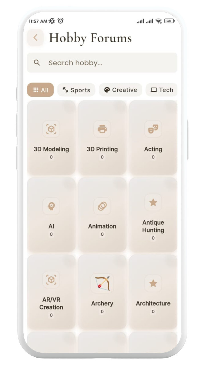 Hobbestie app - Calendar and stats view